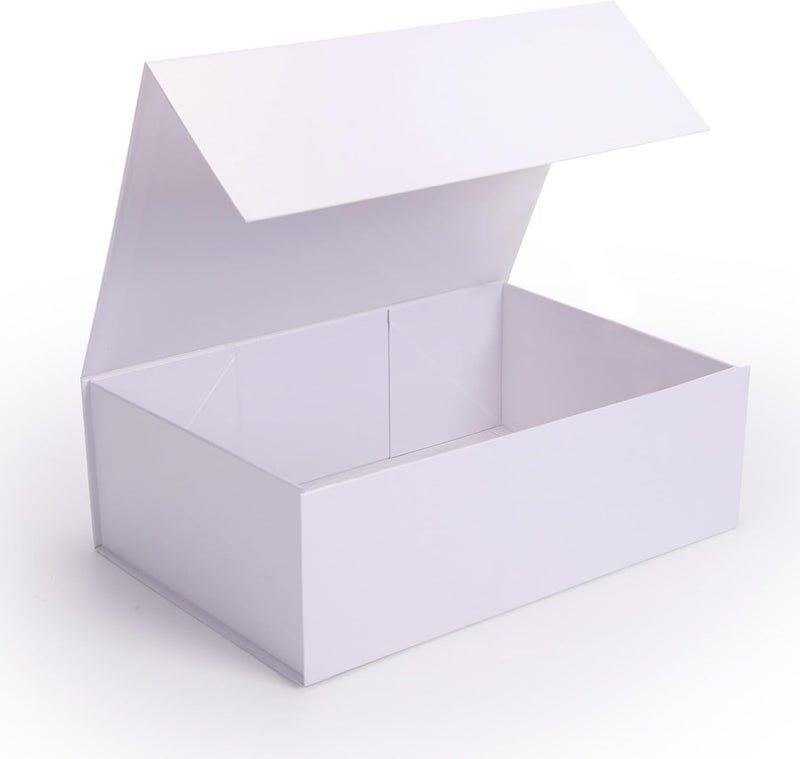 Ditwis 12x8x4 Inches Gift Box with Magnetic Closure Lid, White Magnetic Box for Wedding, Groomsmen Bridesmaid Proposal, Birthdays, Mother's Day, 1 Pack - Image 1